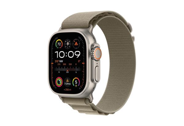 
                                                                                    Apple Watch Ultra 2 GPS + Cellular, 49mm Titanium Case with Olive Alpine Loop - Medium                                        