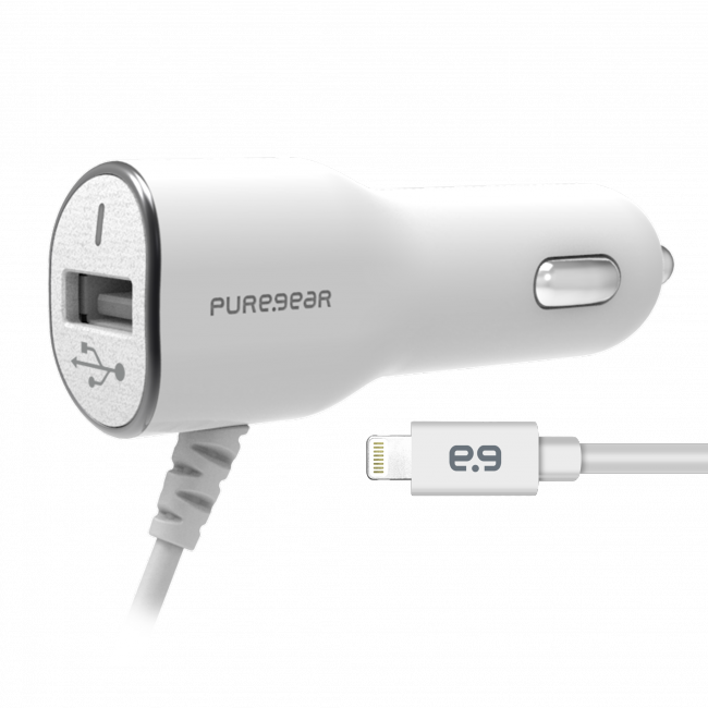 PUREGEAR 3.4A USB Lightning autonabíjačka - biela