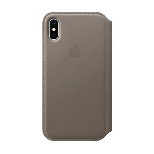 Apple iPhone X/Xs Leather Folio - Taupe