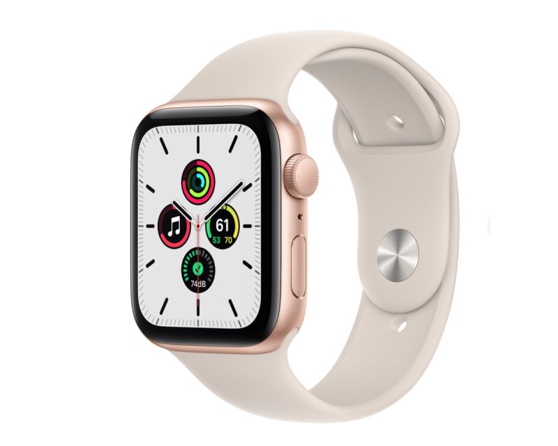 Apple Watch SE GPS, 44mm Gold Aluminium Case with Starlight Sport Band
