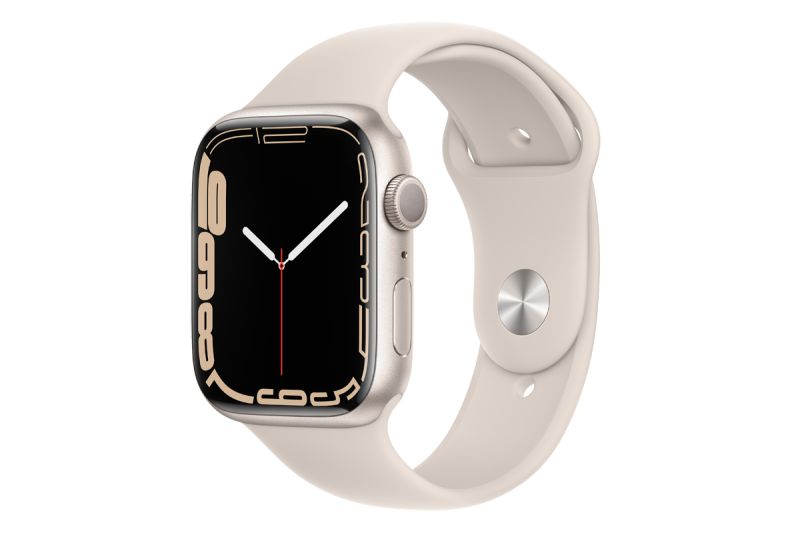 Apple Watch Series 7 GPS, 45mm Starlight Aluminium Case with Starlight Sport Band - Regular