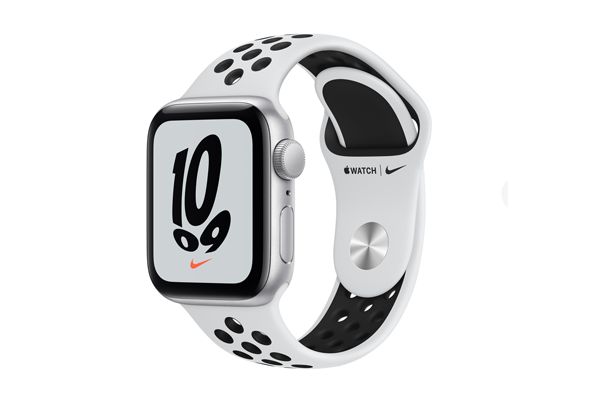 
                                                                                    Apple Watch Nike SE GPS, 40mm Silver Aluminium Case with Pure Platinum/Black Nike Sport Band - Regular                                        
