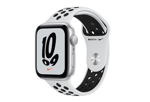Apple Watch Nike SE GPS, 44mm Silver Aluminium Case with Pure Platinum/Black Nike Sport Band - Regular