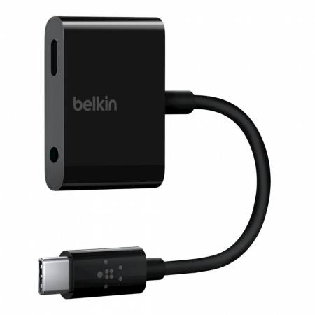 
                                                                                    Belkin Adapter RockStarª 3.5 MM Audio + USB-C Charge - Black                                        