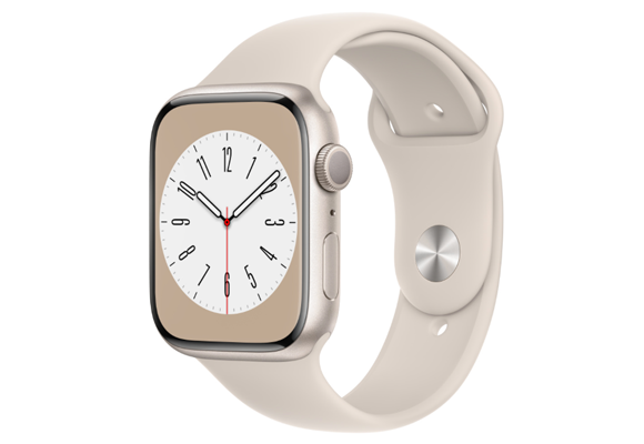 Apple Watch Series 8 GPS 45mm Starlight Aluminium Case with Starlight Sport Band - Regular