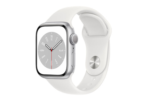 Apple Watch Series 8 GPS 41mm Silver Aluminium Case with White Sport Band - Regular