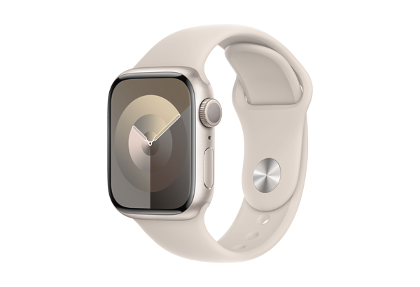 Apple Watch Series 9 GPS 41mm Starlight Aluminium Case with Starlight Sport Band - S/M