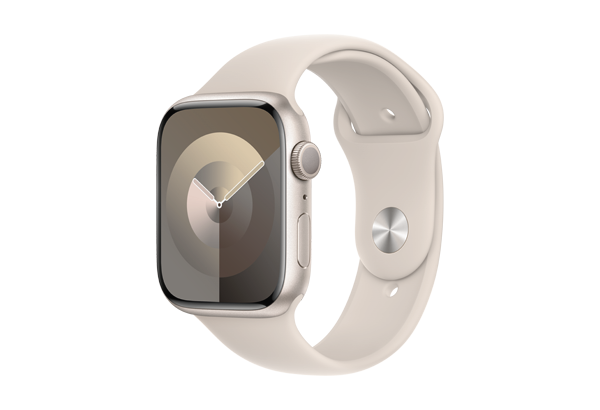 
                                                                                    Apple Watch Series 9 GPS 45mm Starlight Aluminium Case with Starlight Sport Band - S/M                                        