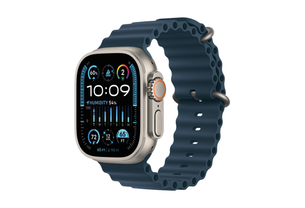 Apple Watch Ultra 2 GPS + Cellular, 49mm Titanium Case with Blue Ocean Band