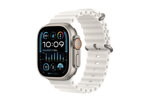 
                                                                                    Apple Watch Ultra 2 GPS + Cellular, 49mm Titanium Case with White Ocean Band                                        