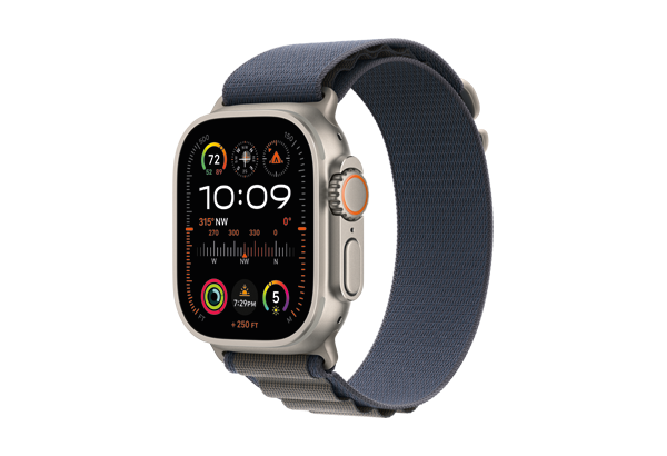 
                                                                                    Apple Watch Ultra 2 GPS + Cellular, 49mm Titanium Case with Blue Alpine Loop - Medium                                        