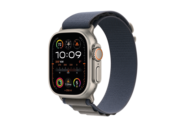 Apple Watch Ultra 2 GPS + Cellular, 49mm Titanium Case with Blue Alpine Loop - Medium