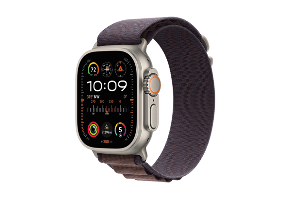 Apple Watch Ultra 2 GPS + Cellular, 49mm Titanium Case with Indigo Alpine Loop - Small