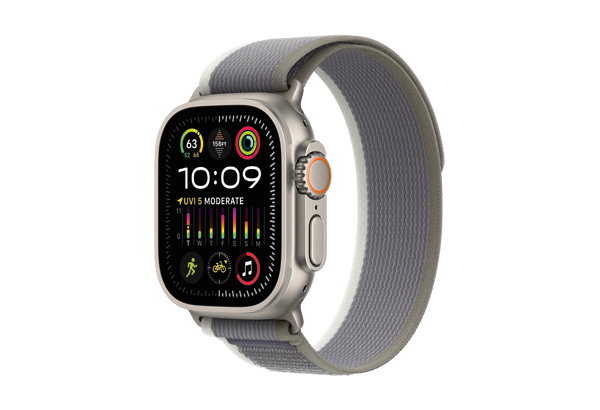 
                                                                                    Apple Watch Ultra 2 GPS + Cellular, 49mm Titanium Case with Green/Grey Trail Loop - S/M                                        
