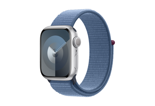 
                                                                                    Apple Watch Series 9 GPS 41mm Silver Aluminium Case with Winter Blue Sport Loop                                        