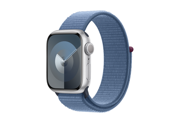 
                                                                                    Apple Watch Series 9 GPS 41mm Silver Aluminium Case with Winter Blue Sport Loop                                        