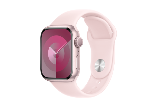 Apple Watch Series 9 GPS 41mm Pink Aluminium Case with Light Pink Sport Band - S/M