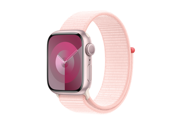 
                                                                                    Apple Watch Series 9 GPS 41mm Pink Aluminium Case with Light Pink Sport Loop                                        