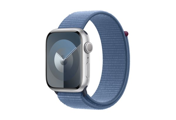 
                                                                                    Apple Watch Series 9 GPS 45mm Silver Aluminium Case with Winter Blue Sport Loop                                        