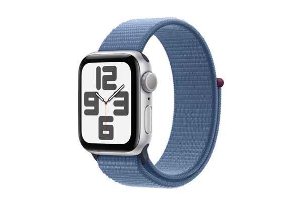 
                                                                                    Apple Watch SE GPS 40mm Silver Aluminium Case with Winter Blue Sport Loop                                        