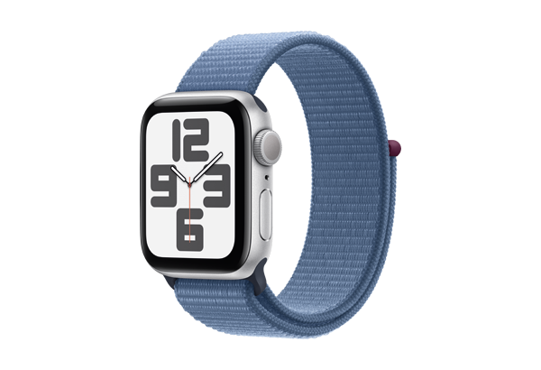 
                                                                                    Apple Watch SE GPS 40mm Silver Aluminium Case with Winter Blue Sport Loop                                        