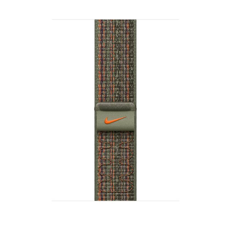 Apple Watch 45mm Sequoia/Orange Nike Sport Loop