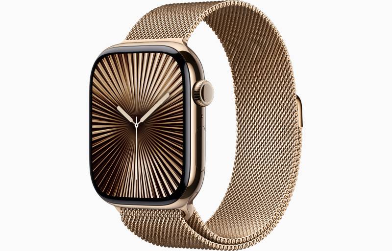 Apple Watch Series 10 GPS + Cellular 46mm Gold Titanium Case with Gold Milanese Loop - M/L