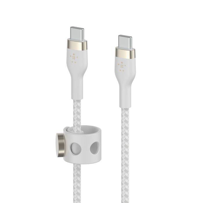 Belkin BOOST CHARGE PRO Flex USB-C to USB-C 2.0, Braided Silicone Cable - 2M - White