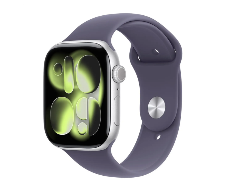 
                                                                                    Apple Watch Series 11 GPS + Cellular 42mm Silver Aluminium Case with Purple Fog Sport Band - S/M                                        
