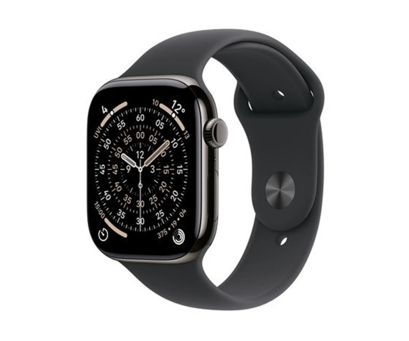 
                                                                                    Apple Watch Series 11 GPS + Cellular 46mm Slate Titanium Case with Black Sport Band - S/M                                        