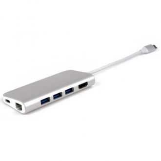 LMP Adapter USB-C mini Dock 8-port - Silver Aluminium