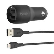 Belkin Boost Charge Dual USB Car Charger 24W + USB to Lightning cable - Black