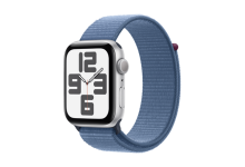 Apple Watch SE GPS 44mm Silver Aluminium Case with Winter Blue Sport Loop