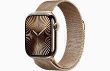 Apple Watch Series 10 GPS + Cellular 42mm Gold Titanium Case with Gold Milanese Loop