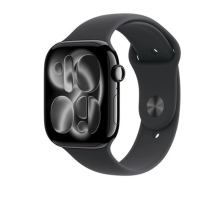 Apple Watch Series 11 GPS + Cellular 42mm Jet Black Aluminium Case with Black Sport Band - S/M