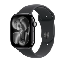 Apple Watch Series 11 GPS + Cellular 46mm Jet Black Aluminium Case with Black Sport Band - S/M