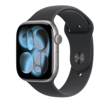 Apple Watch Series 11 GPS + Cellular 46mm Space Grey Aluminium Case with Black Sport Band - S/M
