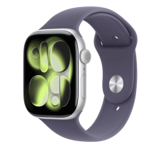 Apple Watch Series 11 GPS + Cellular 46mm Silver Aluminium Case with Purple Fog Sport Band - S/M