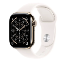 Apple Watch Series 11 GPS + Cellular 46mm Gold Titanium Case with Light Blush Sport Band - S/M