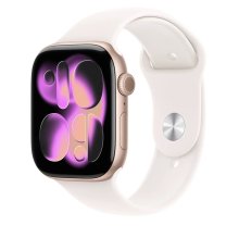Apple Watch Series 11 GPS + Cellular 46mm Rose Gold Aluminium Case with Light Blush Sport Band - S/M
