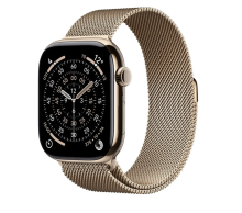 Apple Watch Series 11 GPS + Cellular 46mm Gold Titanium Case with Gold Milanese Loop - S/M