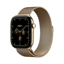 Apple Watch Series 12 GPS + Cellular 46mm Radiant Gold Titanium Case with Radiant Gold Milanese Loop - S/M