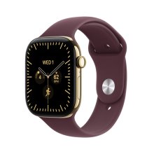 Apple Watch Series 12 GPS + Cellular 42mm Radiant Gold Titanium Case with Burgundy Sport Band - S/M